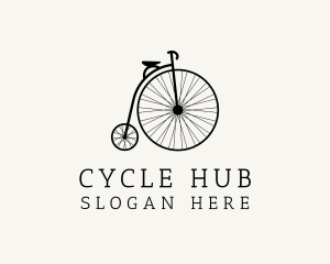 Minimalist Penny Farthing Bicycle logo design