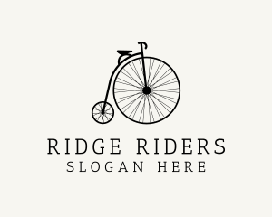 Minimalist Penny Farthing Bicycle logo design