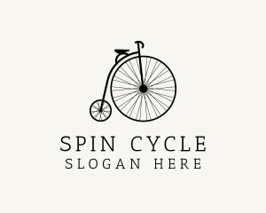 Minimalist Penny Farthing Bicycle logo design