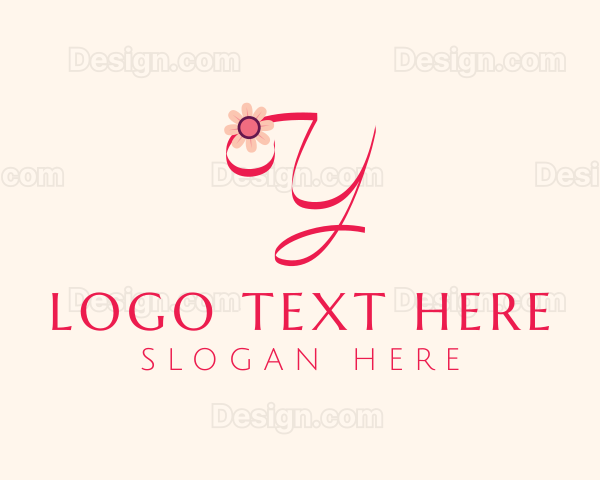 Pink Flower Letter Y Logo