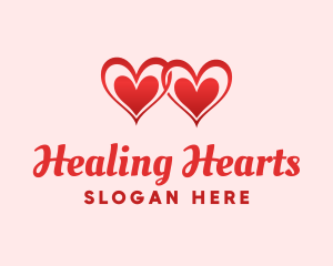 Red Love Hearts logo design