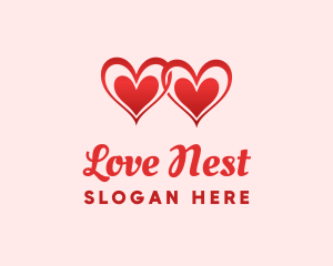 Red Love Hearts logo design