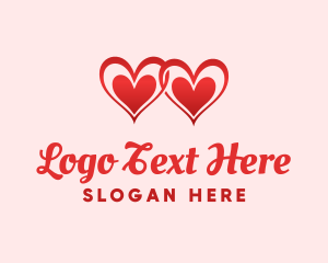Caring - Red Love Hearts logo design