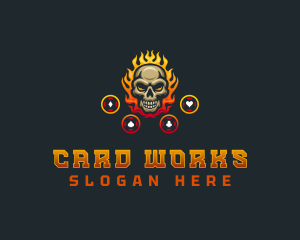 Casino Flaming Skull logo design