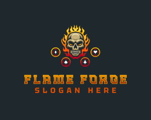 Casino Flaming Skull logo design