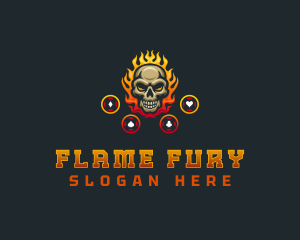 Casino Flaming Skull logo design