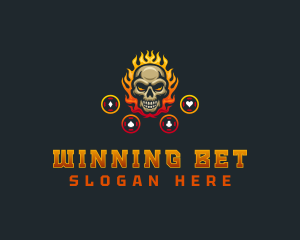 Casino Flaming Skull logo design