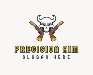 Pistol Guns Skull logo design