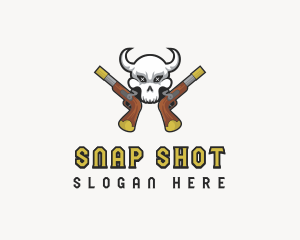 Pistol Guns Skull logo design