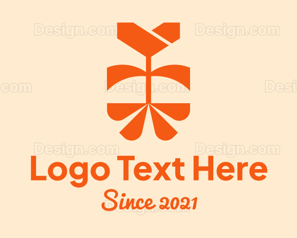 Orange Tulip Flower Logo