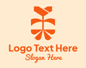 Orange Tulip Flower Logo