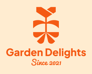 Orange Tulip Flower logo design