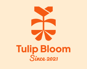 Orange Tulip Flower logo design