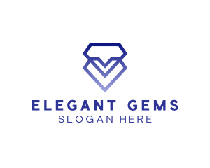 Diamond Heart Gem logo design