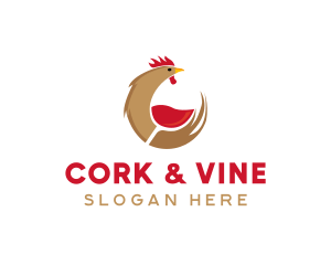 Rooster Wine Glass logo design