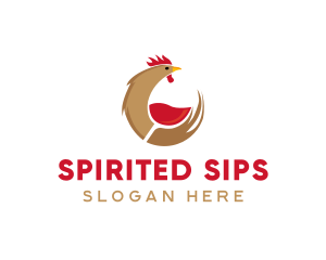 Rooster Wine Glass logo design