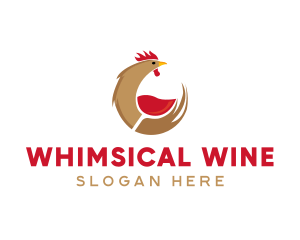 Rooster Wine Glass logo design