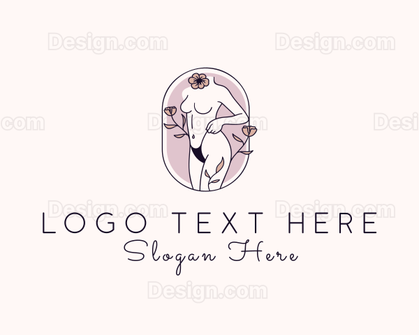 Floral Nude Female Underwear Logo