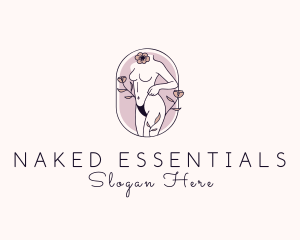 Floral Nude Female Underwear logo design