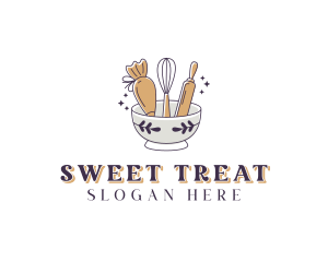 Pastry Whisk Piping Bag logo design