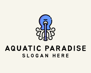 Guitar Octopus Instrument logo design