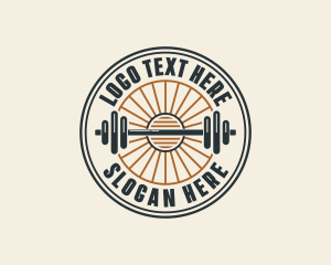 Workout - Barbell Gym Workout logo design