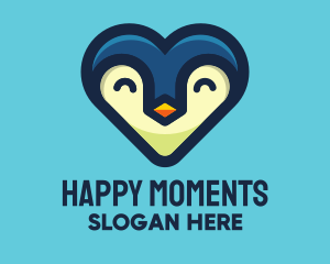 Happy Heart Penguin logo design