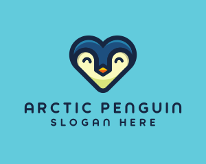 Happy Heart Penguin logo design