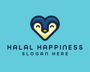 Happy Heart Penguin logo design