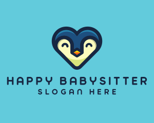 Happy Heart Penguin logo design