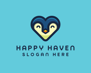 Happy Heart Penguin logo design