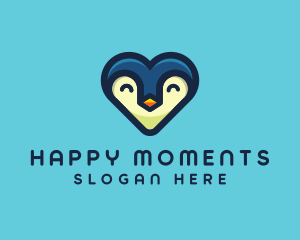 Happy Heart Penguin logo design