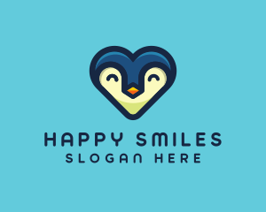 Happy Heart Penguin logo design