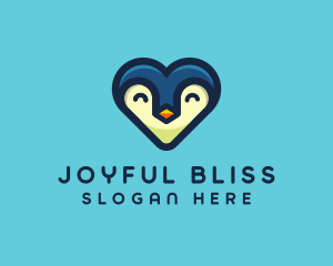 Happy Heart Penguin logo design