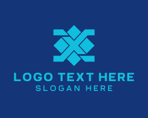 Technological - Blue Diamond Letter X logo design