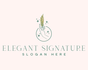 Elegant Hand Leaf logo design