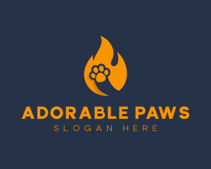 Fire Flame Paw Print logo design