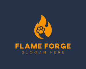 Fire Flame Paw Print logo design