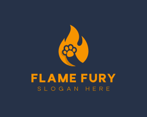 Fire Flame Paw Print logo design