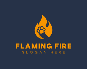 Fire Flame Paw Print logo design