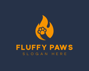 Fire Flame Paw Print logo design