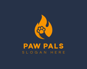 Fire Flame Paw Print logo design