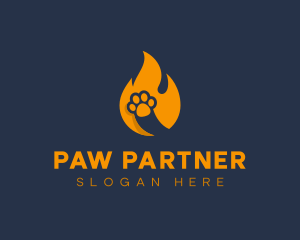 Fire Flame Paw Print logo design