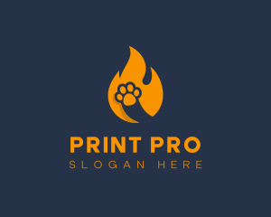 Fire Flame Paw Print logo design