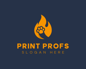 Fire Flame Paw Print logo design