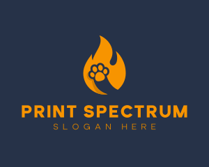 Fire Flame Paw Print logo design