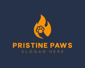 Fire Flame Paw Print logo design