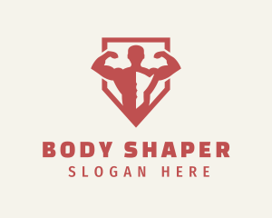 Red Shield Weightlifter logo design