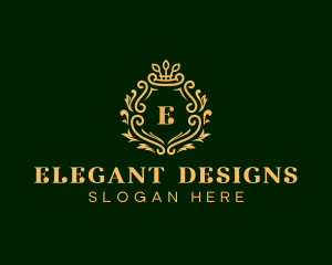 Flourish Leaf Crest logo design