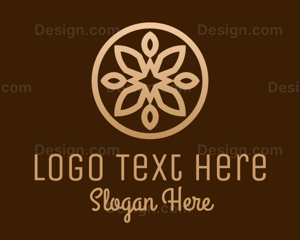 Golden Brown Flower Shape Logo